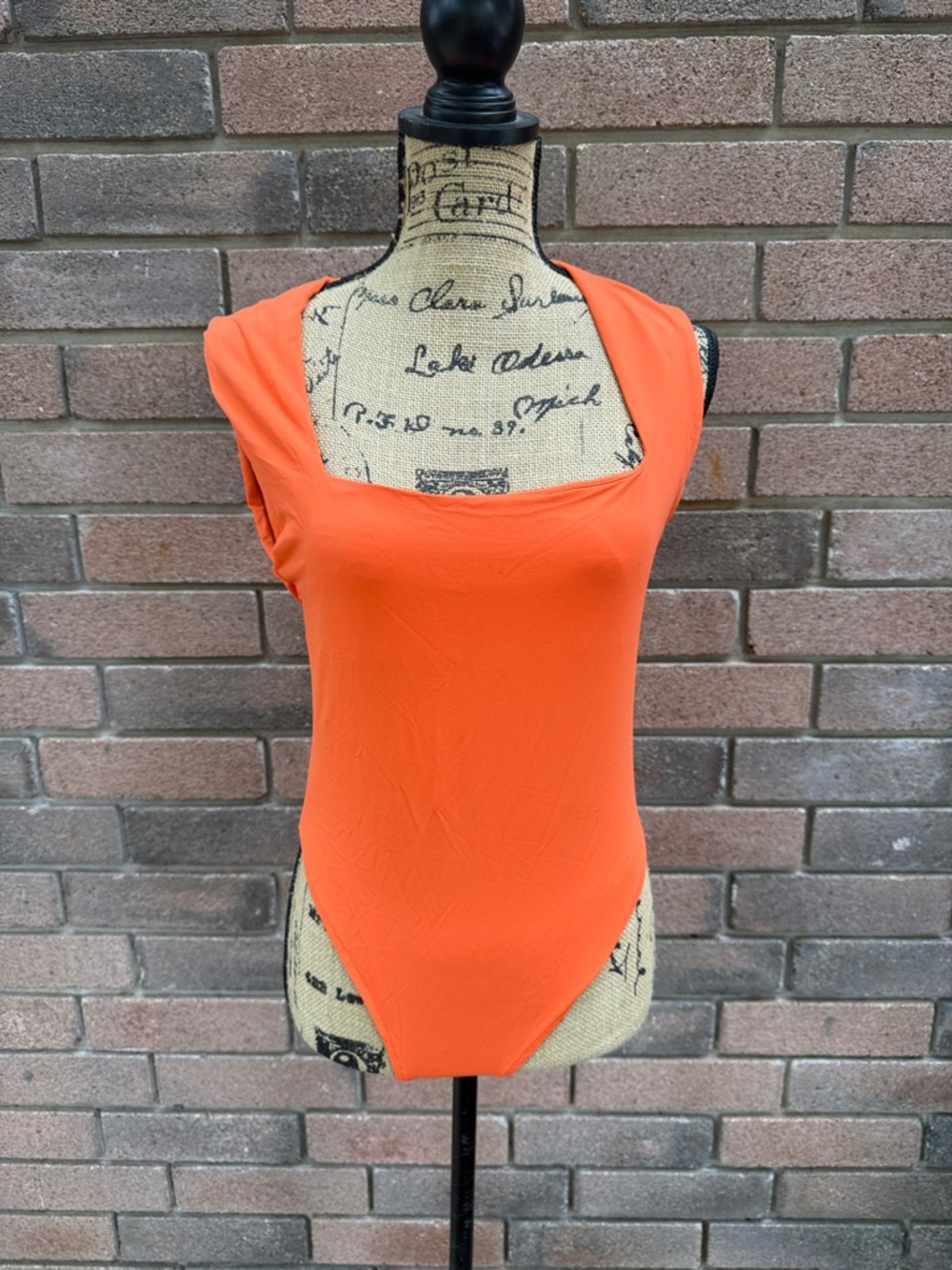 Zara Bright Orange Square Neck Bodysuit Size Large